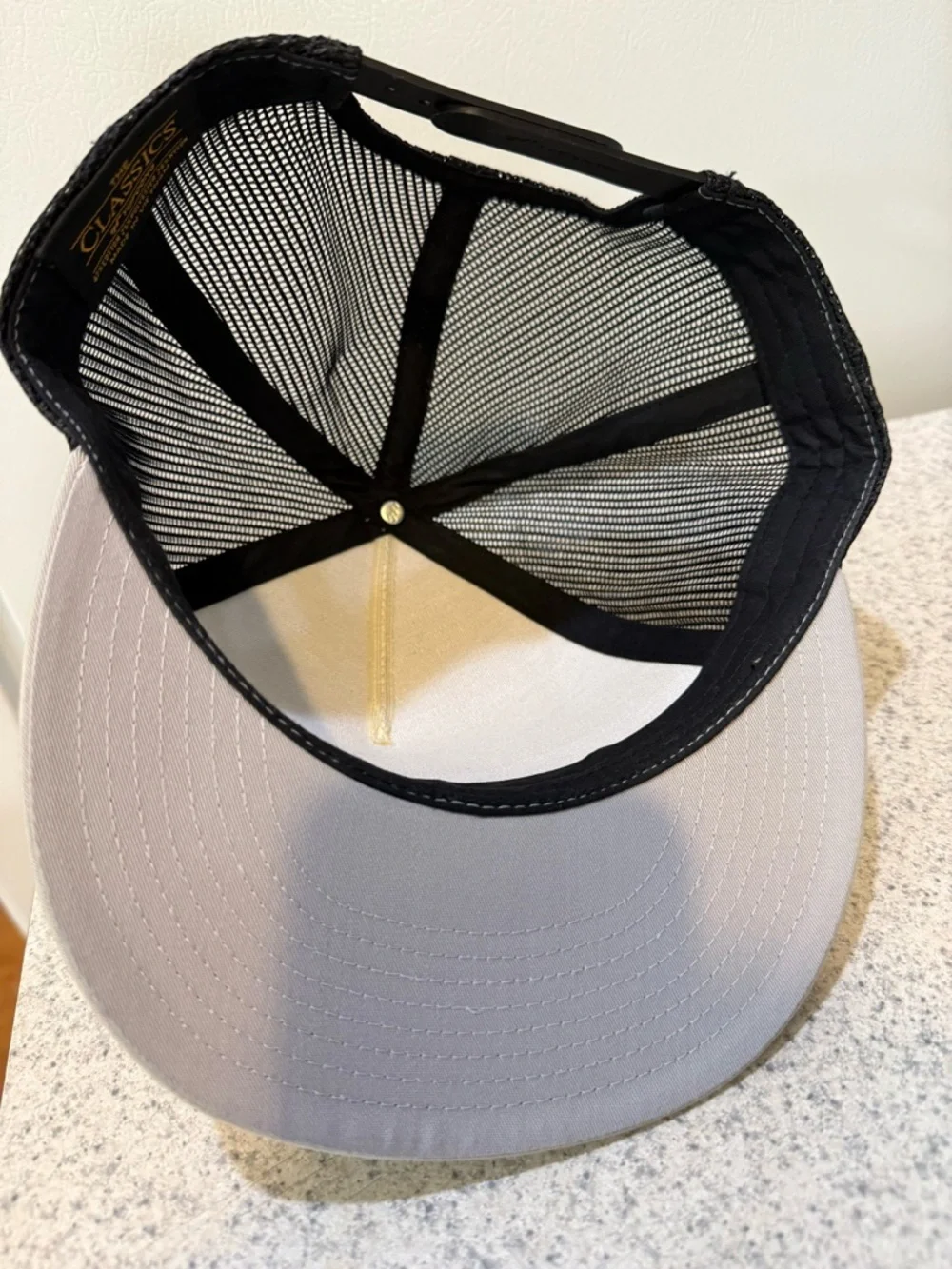 Watershed Trucker Hat in Light Gray and Peach